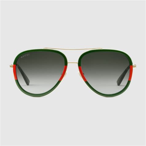 gucci aviator metallo 470475133308020|Green & Red Web Aviator Sunglasses .